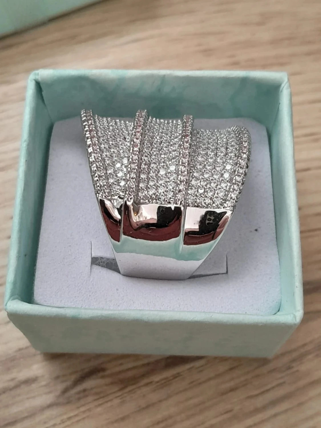 Gran anillo, con strass, color plateado talla 60 – photo 3